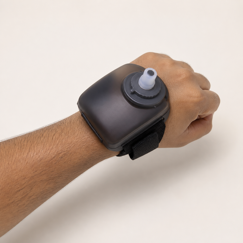 Wrist sports water bottle product demonstration