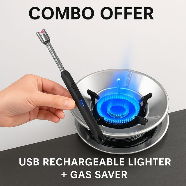 USB Rechargeable Electric Lighter + Gas Saver